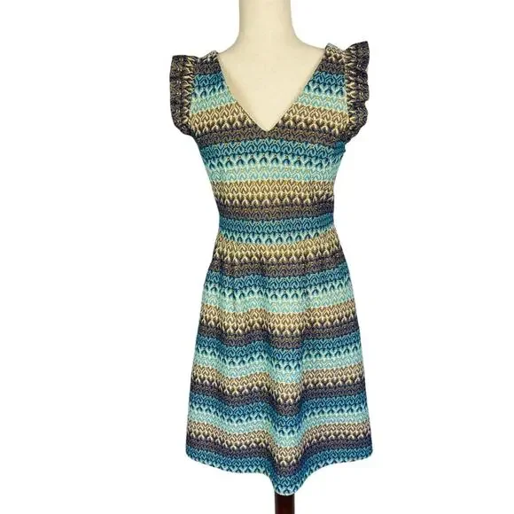 Anthropologie TABITHA Teahouse Crochet Sleeveless Striped Dress Women's Size 6 - Picture 4 of 8